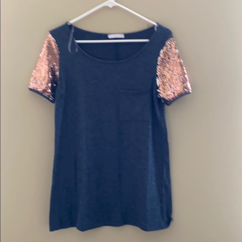 Boutique Sequin Sleeve Blouse